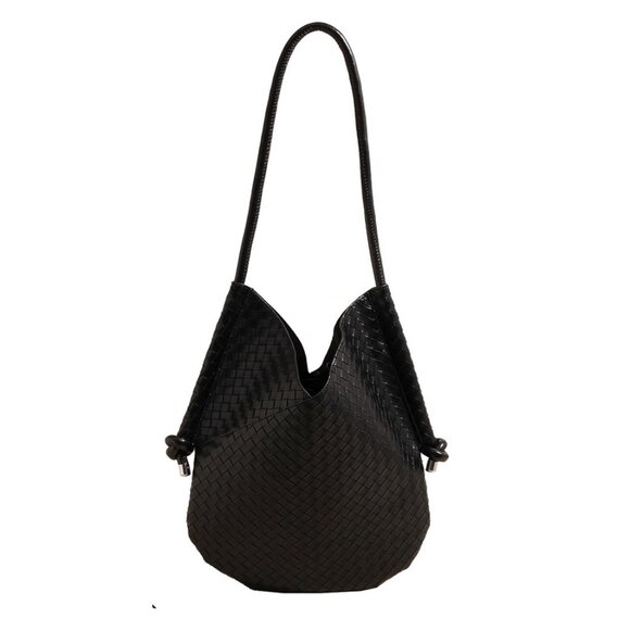 🖤 Designer Inspired Black Vegan Leather Woven Solstice Bag Coin Purse NWOT - Picture 1 of 11